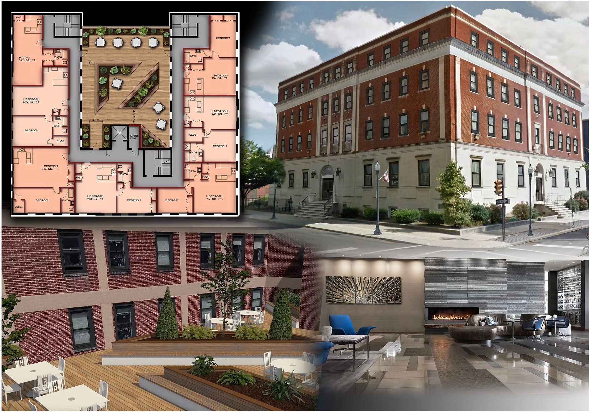 Exterior view of 343 West Branch Lofts historic brick building in Williamsport PA