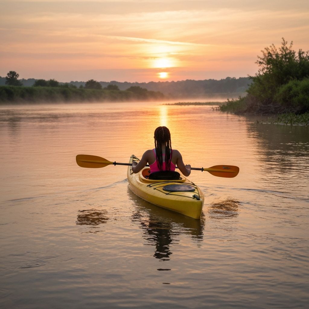 Kayaking on the calm Susquehanna River at dawn – a favorite water activity for Williamsport residents
